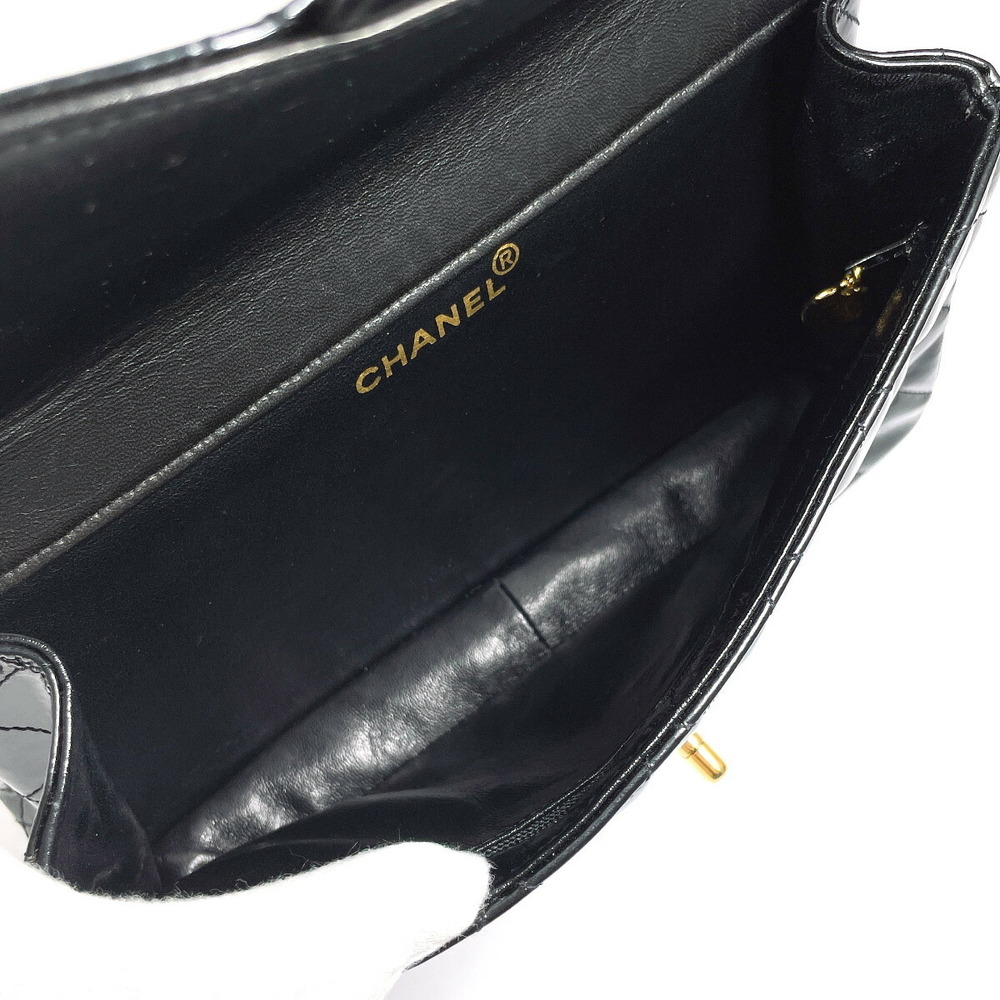 CHANEL Matelasse Chain Shoulder Bag Patent Leather Black - Picture 9 of 12